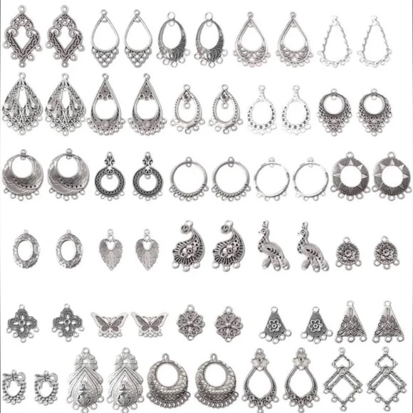 200pc Tibetan Silver Chandelier Earring Bases & MORE Jewelry Diy Making Bundle - Picture 4 of 15